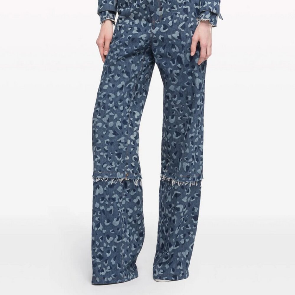 AZ Factory Blue Patterned Wide Leg Jeans
